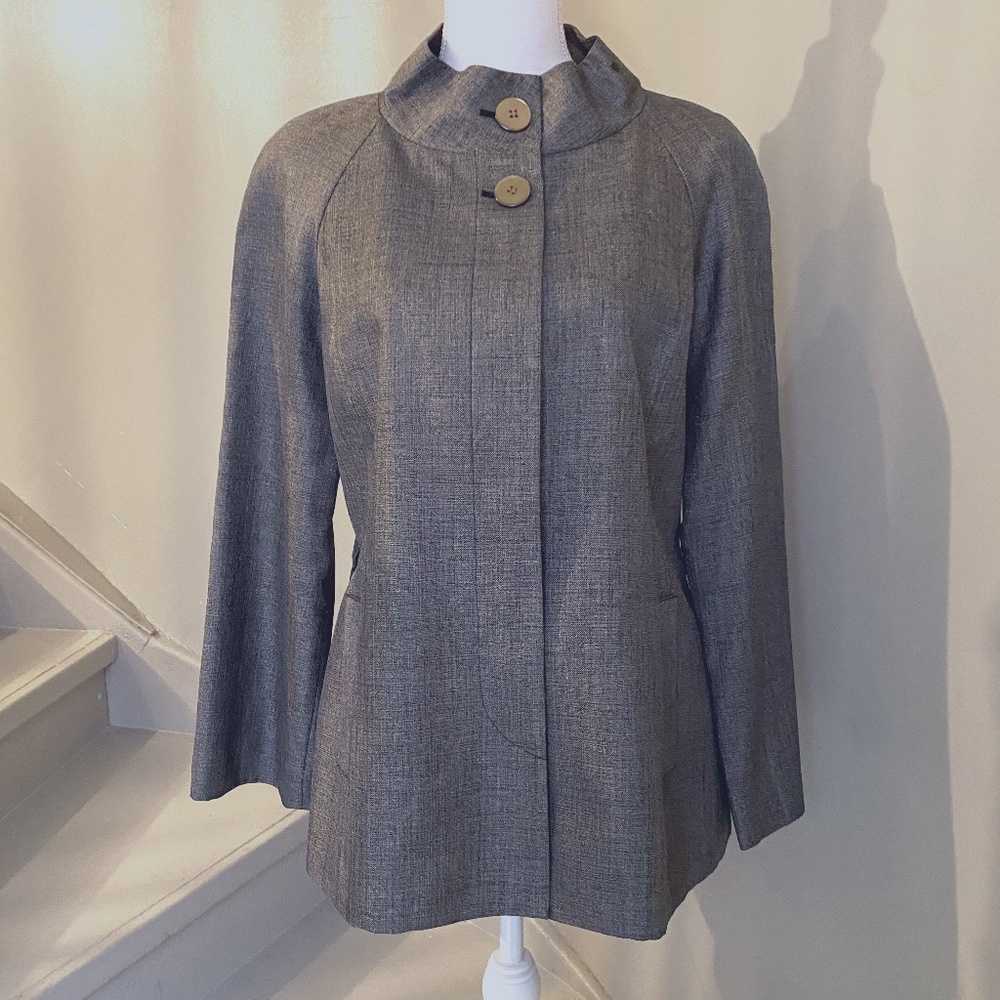 Talbot's Gray Stand-up Collar Tweed Jacket 10
